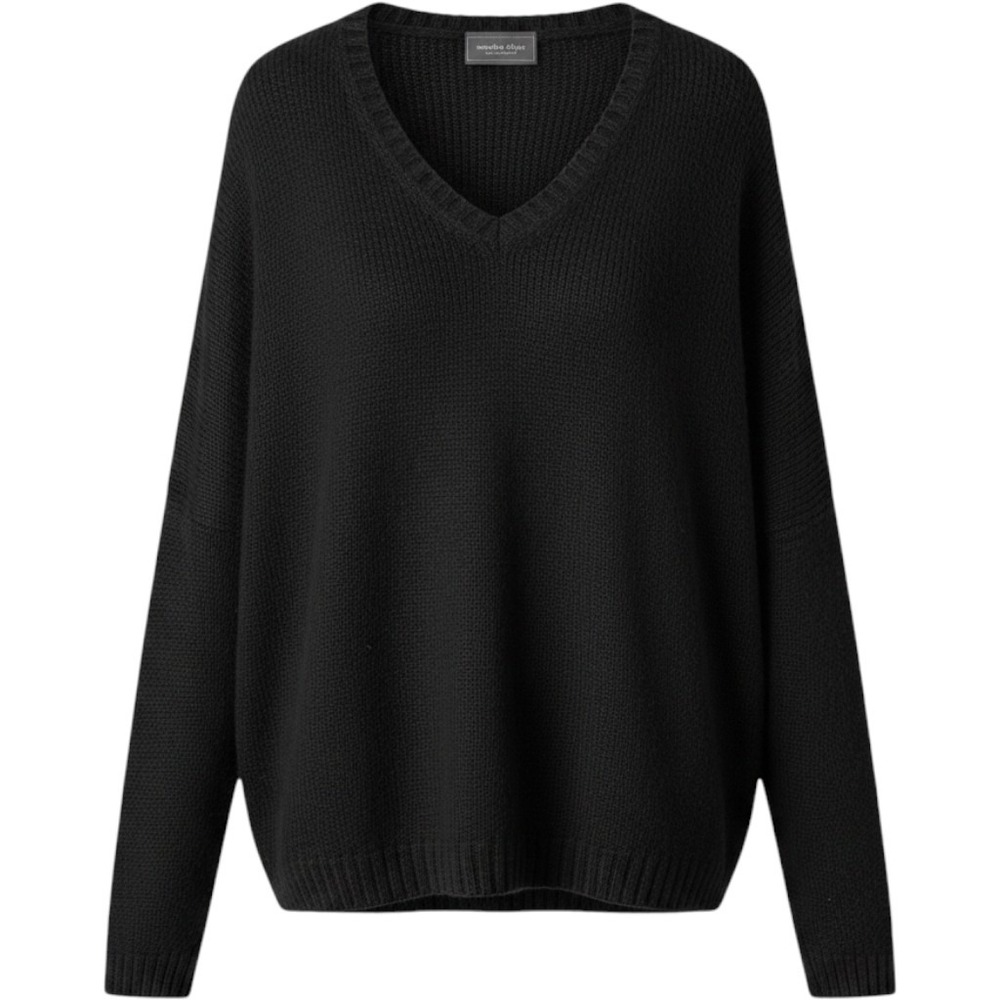 Wooden Ships Women Wool Mohair Sweater M/L Black V-Neck Relaxed Fit Minimalist